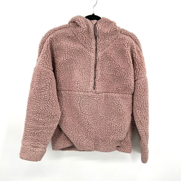 PRANA Blush Pink Half Zip Sherpa Fleece Pullover Cozy Sweater Size XS - Picture 1 of 9